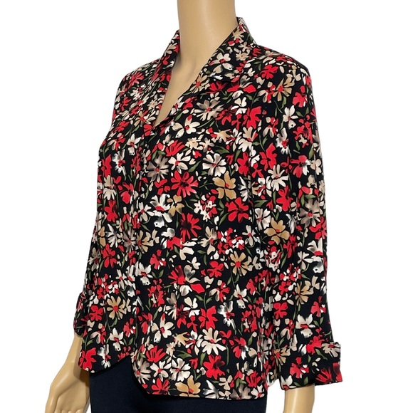 sag harbor Top 10 P  Long Sleeve Floral Red & Black - Picture 3 of 9